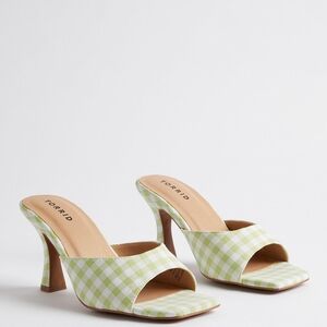 Torrid Lime Green And White Gingham Checkered Mule Heels Size 11